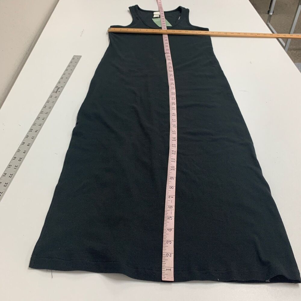 H&M Tank Dress Women S Small Black Ribbed Scoop Neck Racerback Stretch Slit Maxi - Picture 8 of 14